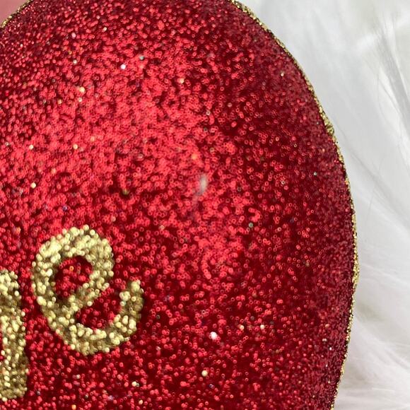 Vintage Landmark Creations Glass Ornament Heart Red Glitter Love Hand Blown - Picture 13 of 16